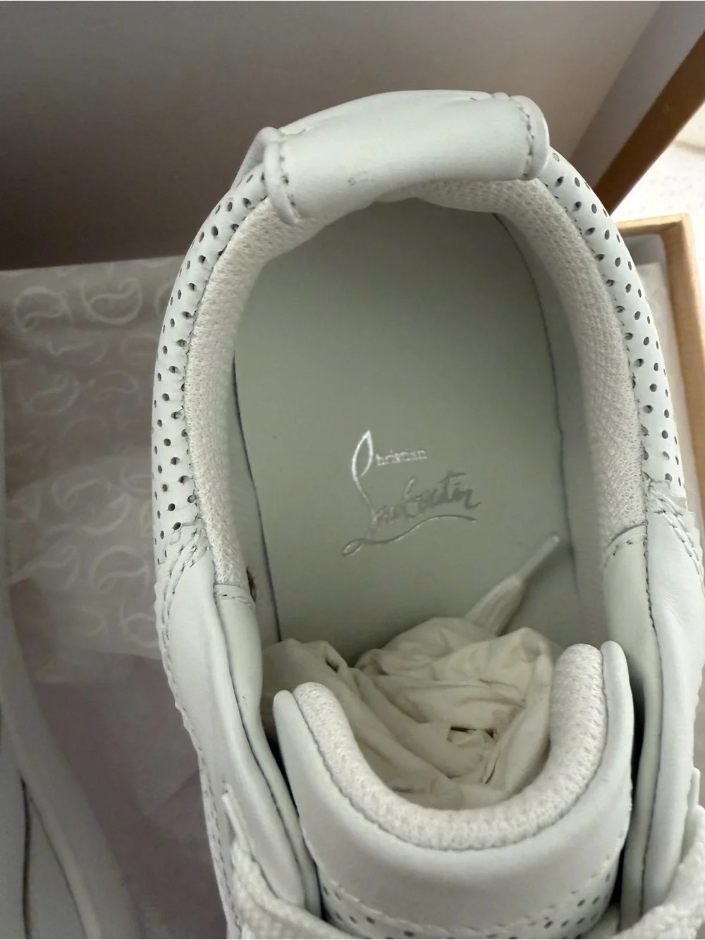 Christian Louboutin White Perforated Leather Sneakers